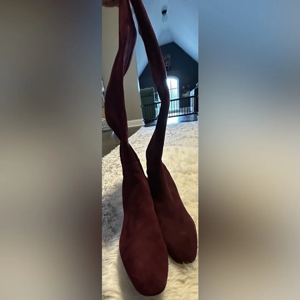 Stuart Weitzman Gillian 60 Over The Knee Boots NWT Burgundy Suede 8